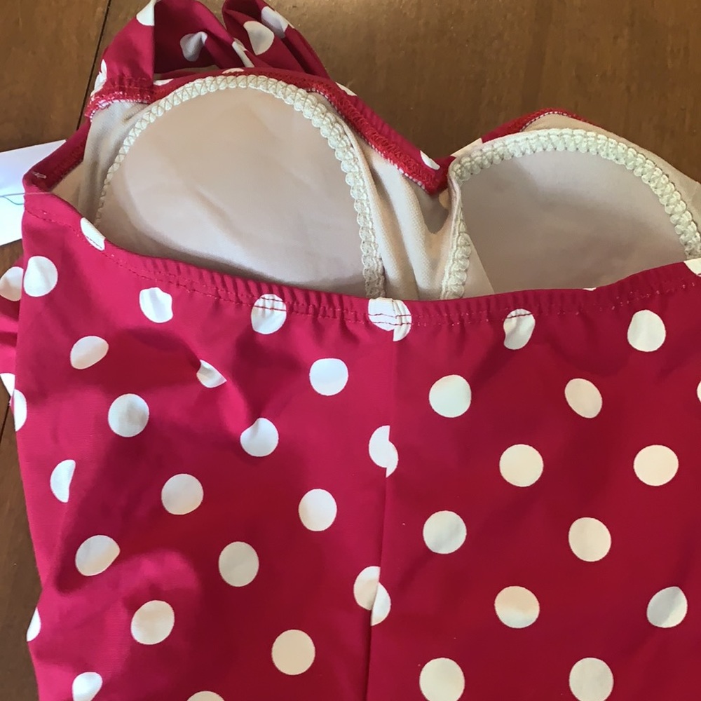ESTHER WILLIAMS POLKA DOT RED WHITE ONE PIECE - Picture 7 of 7